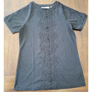 NWOT Simonton Says S Short Sleeve Black Lace Tunic Top 123169